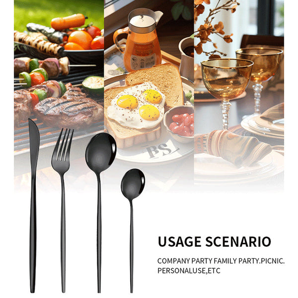 Elosung Gold Colour Premium 24 Piece Stainless Steel Cutlery Set Elegant Golden Steak Knife Fork And Spoon In Luxury Gift Box Cutlery Sets