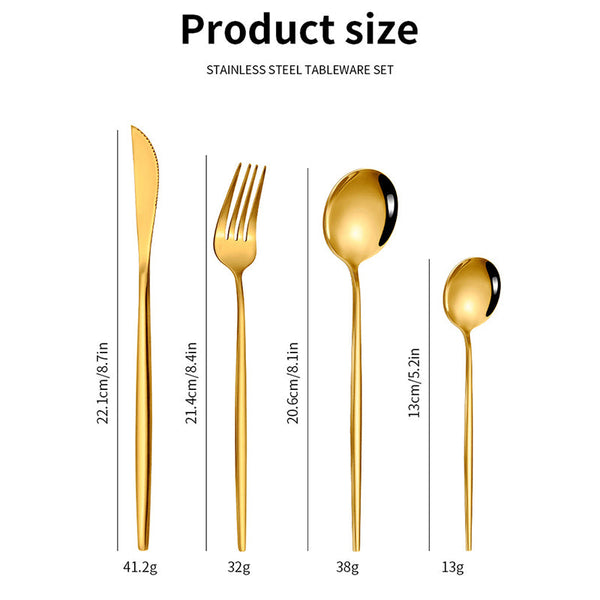 Elosung Black Gold Color Premium 24 Piece Stainless Steel Cutlery Set Elegant Golden Steak Knife Fork And Spoon In Luxury Gift Box Cutlery Sets