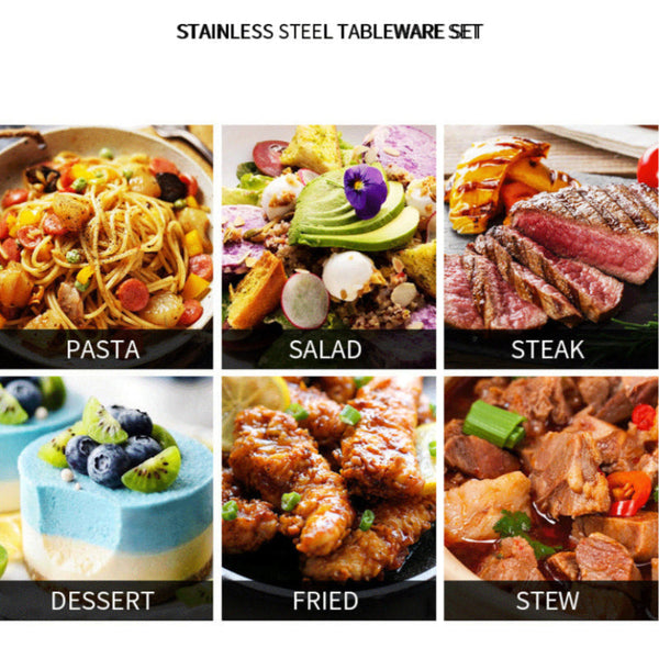 Elosung Black Gold Color Premium 24 Piece Stainless Steel Cutlery Set Elegant Golden Steak Knife Fork And Spoon In Luxury Gift Box Cutlery Sets