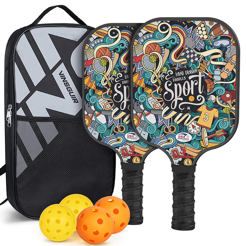 Elosung Graffiti Model Fiberglass Pickleball Paddle Set Vibrant Design For Enhanced Gameplay Racquets
