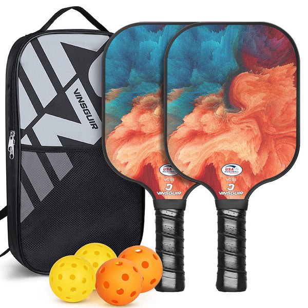 Fiberglass Pickleball Paddle Set Vibrant Design For Enhanced Gameplay Racquets