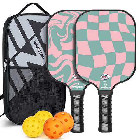 Elosung Bubble Hall Fiberglass Pickleball Paddle Set Vibrant Design For Enhanced Gameplay Racquets