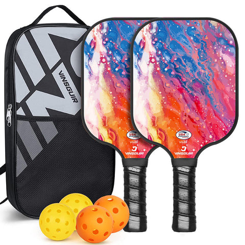 Elosung Pink Beach Fiberglass Pickleball Paddle Set Vibrant Design For Enhanced Gameplay Racquets