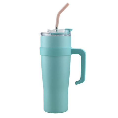 Elosung Blue 304 Stainless Steel 40Oz Car Mug Insulated Tumbler With Handle And Straw Vacuum Flasks & Mugs