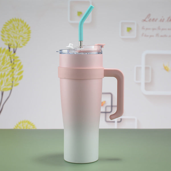 Elosung Pink 304 Stainless Steel 40Oz Car Mug Insulated Tumbler With Handle And Straw Vacuum Flasks & Mugs