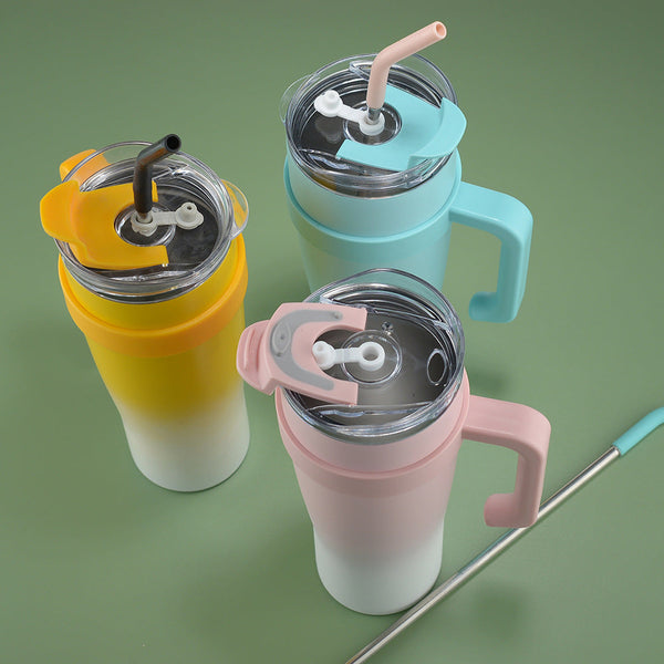 Elosung Pink 304 Stainless Steel 40Oz Car Mug Insulated Tumbler With Handle And Straw Vacuum Flasks & Mugs
