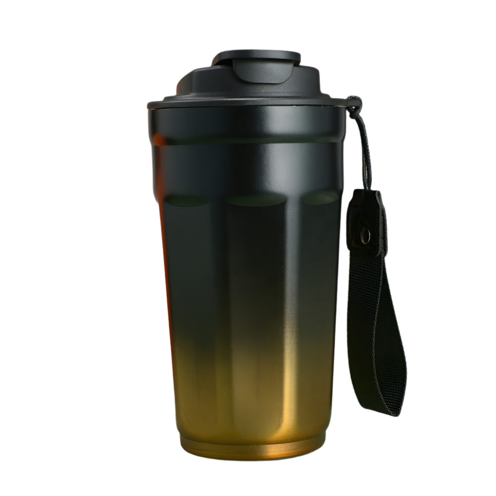 Elosung Gradient Black Color Insulated Tumbler 304 Stainless Steel Coffee Mug Portable Large Capacity Car Travel Cup Vacuum Flasks & Mugs