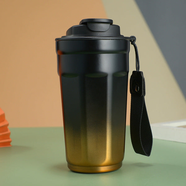 Elosung Gradient Black Color Insulated Tumbler 304 Stainless Steel Coffee Mug Portable Large Capacity Car Travel Cup Vacuum Flasks & Mugs