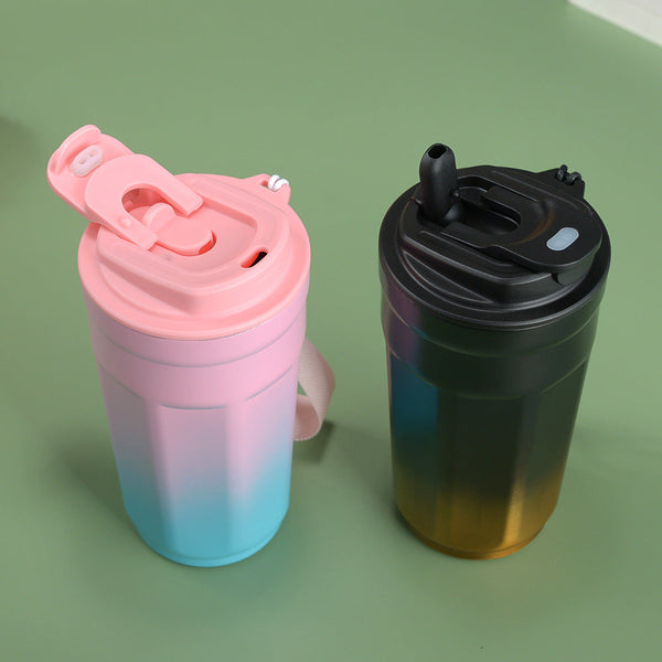 Elosung Gradient Black Color Insulated Tumbler 304 Stainless Steel Coffee Mug Portable Large Capacity Car Travel Cup Vacuum Flasks & Mugs