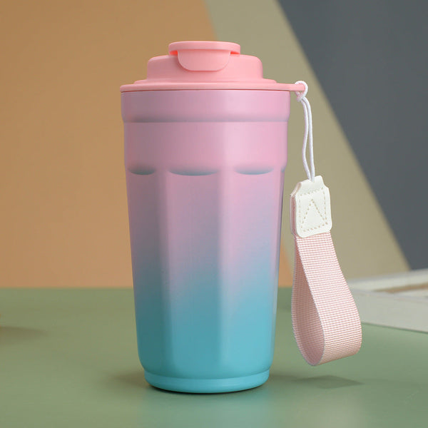 Elosung Gradient Pink Color Insulated Tumbler 304 Stainless Steel Coffee Mug Portable Large Capacity Car Travel Cup Vacuum Flasks & Mugs