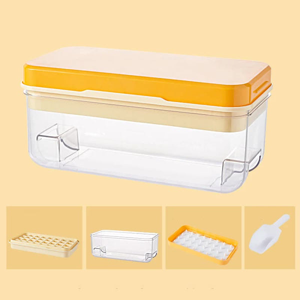 Elosung Yellow Eco Friendly Large Capacity Food Grade Ice Cube Tray With Lid Ice Cubes Trays & Moulds