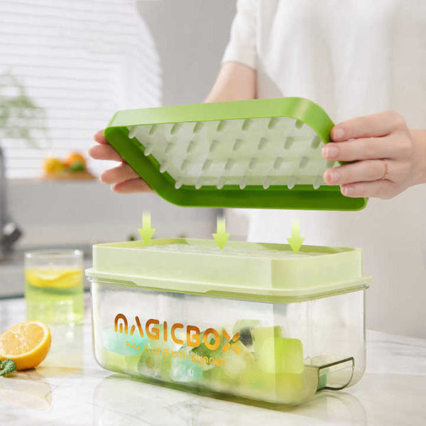 Elosung Yellow Eco Friendly Large Capacity Food Grade Ice Cube Tray With Lid Ice Cubes Trays & Moulds