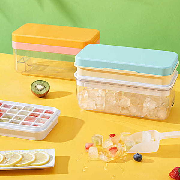 Elosung Blue Eco Friendly Large Capacity Food Grade Ice Cube Tray With Lid Ice Cubes Trays & Moulds