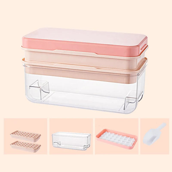 Elosung Pink Eco Friendly Large Capacity Food Grade Ice Cube Tray With Lid Ice Cubes Trays & Moulds