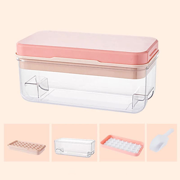 Elosung Pink Premium Large Capacity Ice Cube Tray With Lid And Scoop Perfect For tails Summer Drinks Ice Cubes Trays & Moulds