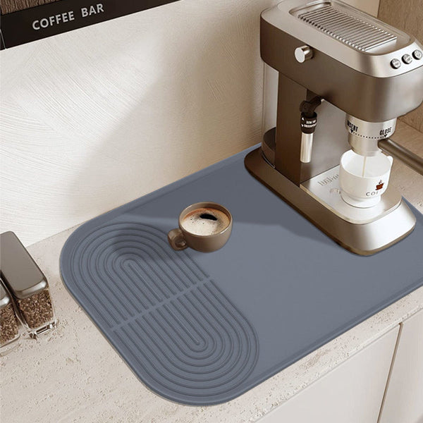 Elosung Black Silicone Coffee Machine Mat Waterproof Anti Slip And Durable Countertop Protector Tea Towels & Dishcloths