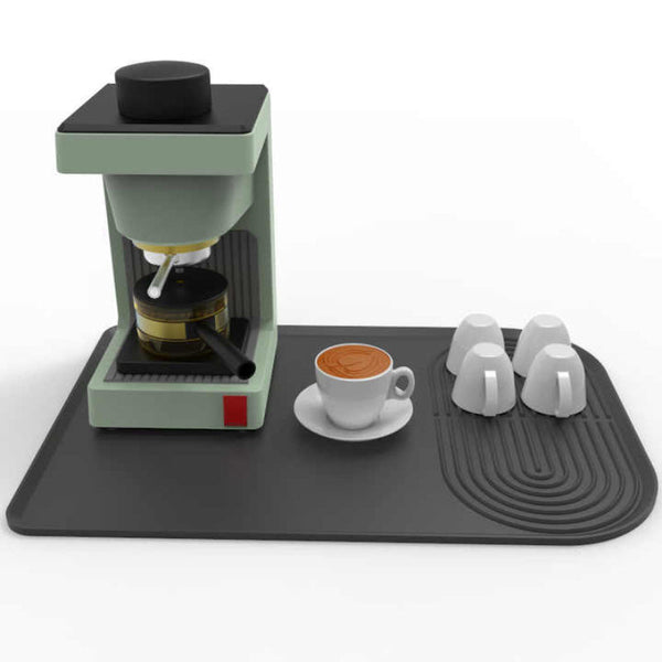 Elosung Black Silicone Coffee Machine Mat Waterproof Anti Slip And Durable Countertop Protector Tea Towels & Dishcloths