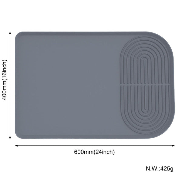 Elosung Grey Silicone Coffee Machine Mat Waterproof Anti Slip And Durable Countertop Protector Kitchen Bench Mats