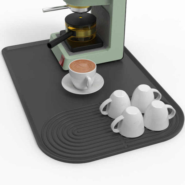 Elosung Grey Silicone Coffee Machine Mat Waterproof Anti Slip And Durable Countertop Protector Kitchen Bench Mats
