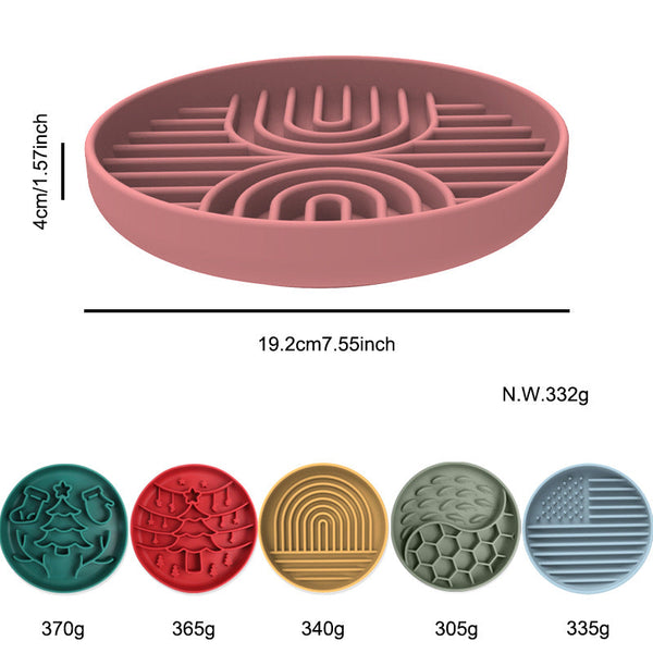 Elosung Red Silicone Slow Feeder Bowl For Dogs Anti Choking Christmas Themed Lick Mat Dog Feeding Mats