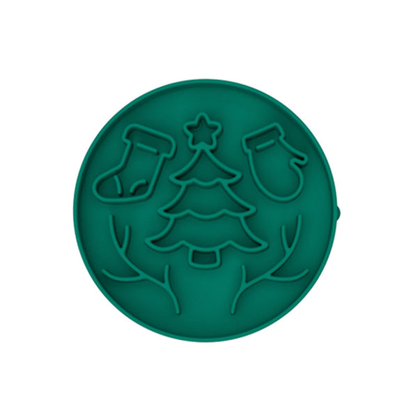 Elosung Green Silicone Slow Feeder Bowl For Dogs Anti Choking Christmas Themed Lick Mat Dishes Feeders & Fountains