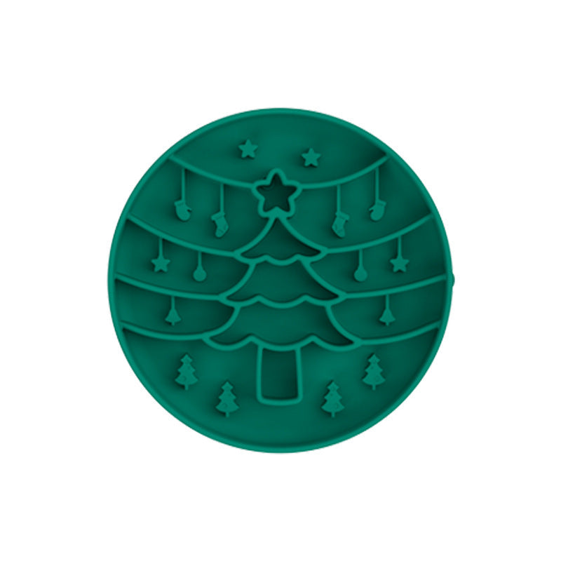 Elosung Green Silicone Slow Feeder Bowl For Dogs Anti Choking Christmas Themed Lick Mat Dishes Feeders & Fountains