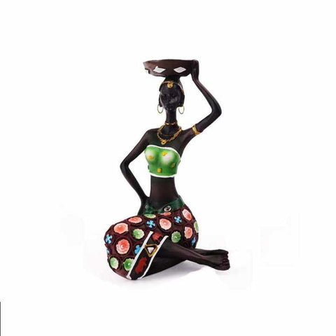 Elosung Green Resin African Woman Candle Holders Decorative Tabletop Stands For Coffee Bars & Home Candle Holders & Accessories