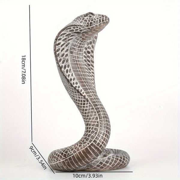Elosung Grey Decorative Resin Cobra Statue Unique Animal Figurine For Home & Creative Gifts Sculptures & Figurines