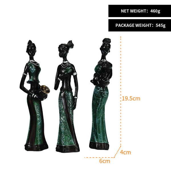 Elosung Green Women's Compassion 3 Pack African Style Home Decor Accents For Tabletop And Shelf Display Sculptures & Figurines