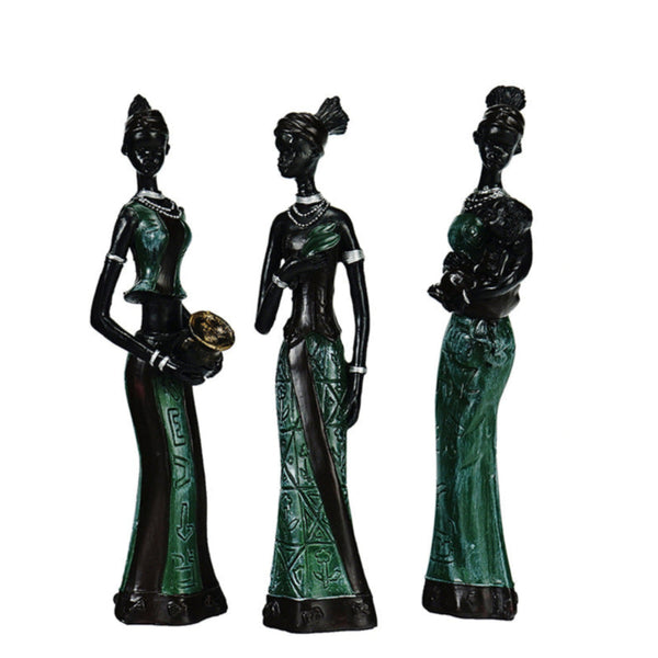 Elosung Green Women's Compassion 3 Pack African Style Home Decor Accents For Tabletop And Shelf Display Sculptures & Figurines