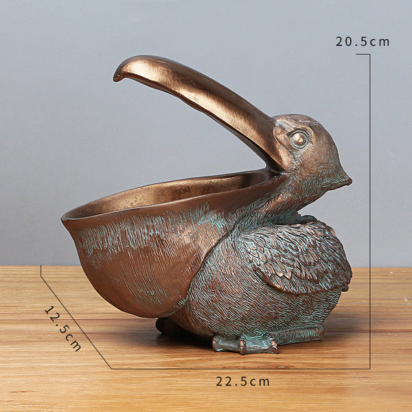 Elosung 1 Sets Of Brown Pelican Resin Decor Bowl Unique Key Candy And Storage Organizer For Home Decoration Decorative Plates & Bowls