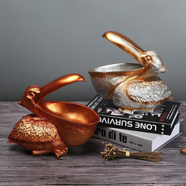 Elosung 1 Sets Of Brown Pelican Resin Decor Bowl Unique Key Candy And Storage Organizer For Home Decoration Decorative Plates & Bowls