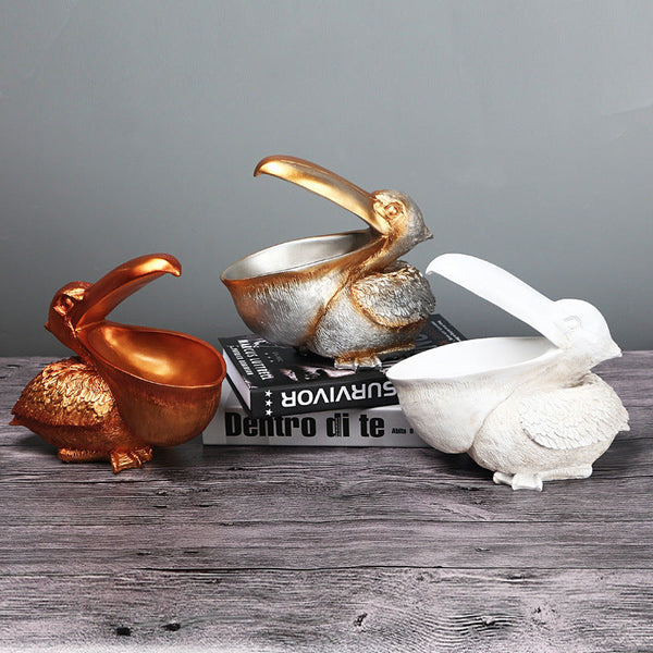 Elosung 1 Sets Of Brown Pelican Resin Decor Bowl Unique Key Candy And Storage Organizer For Home Decoration Decorative Plates & Bowls