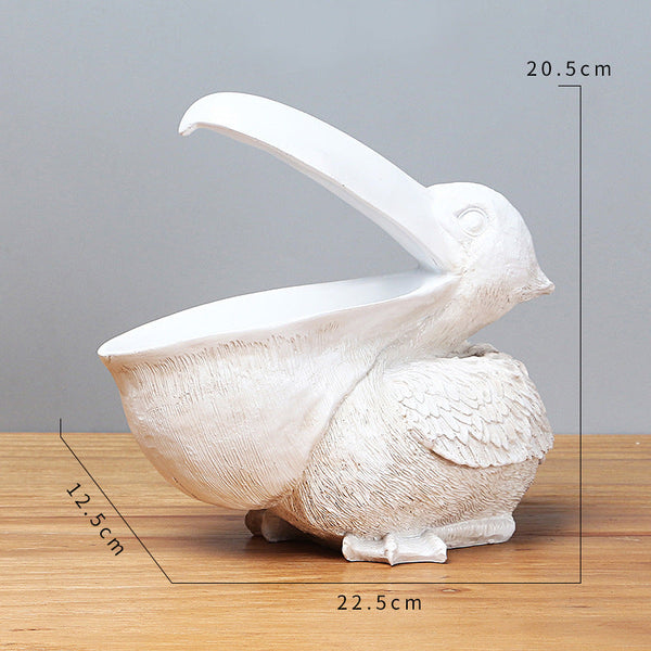 White Pelican Resin Decor Bowl Unique Key Candy And Storage Organizer For Home Decoration Decorative Plates & Bowls