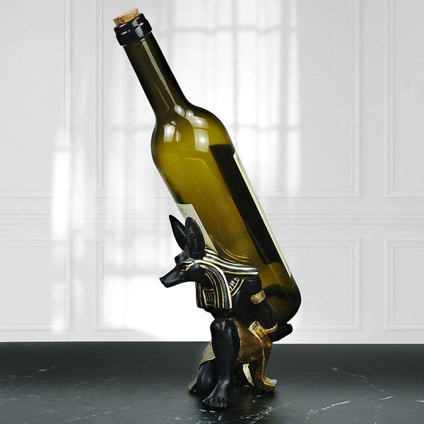 Elosung Egyptian Anubis Dog Wine Rack Unique Resin Holder For Home Decor Sculptures & Figurines