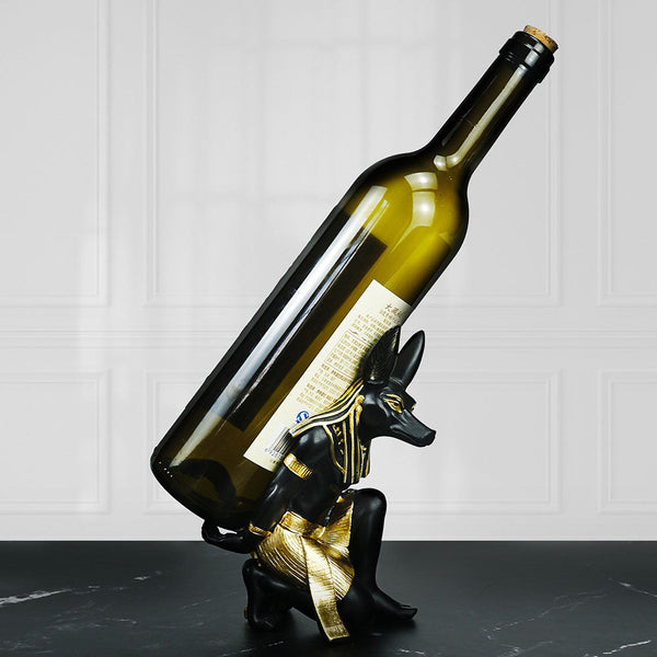 Elosung Egyptian Anubis Dog Wine Rack Unique Resin Holder For Home Decor Sculptures & Figurines