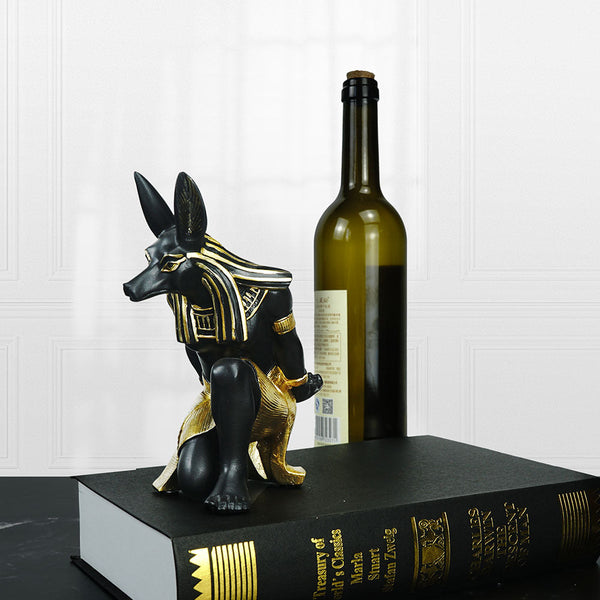 Elosung Egyptian Anubis Dog Wine Rack Unique Resin Holder For Home Decor Sculptures & Figurines