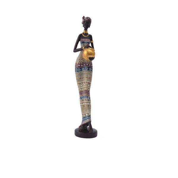 Elosung Multicolour Exotic African Woman Figurine Elegant Resin Sculptures For Home Decor Sculptures & Figurines