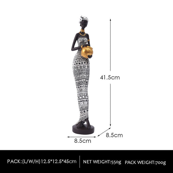 Elosung Streaks Exotic African Woman Figurine Elegant Resin Sculptures For Home Decor Sculptures & Figurines