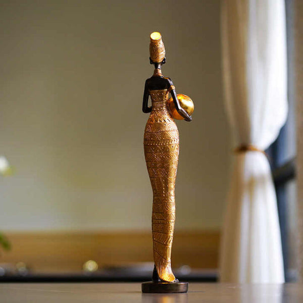 Elosung Streaks Exotic African Woman Figurine Elegant Resin Sculptures For Home Decor Sculptures & Figurines