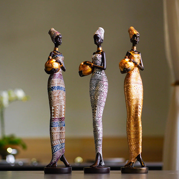 Elosung Exotic African Woman Figurine Elegant Resin Sculptures For Home Decor Sculptures & Figurines