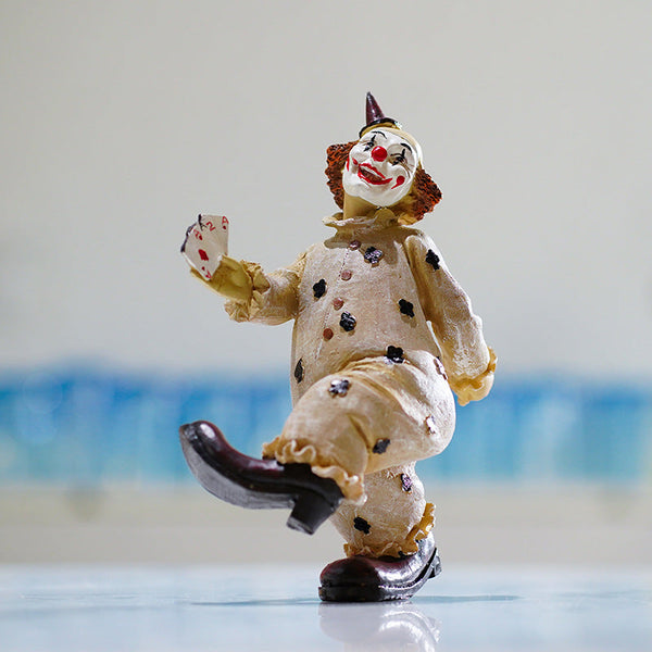 Elosung Circus Clown Figurines Retro Balloon And Bicycle Ornaments Sculptures & Figurines