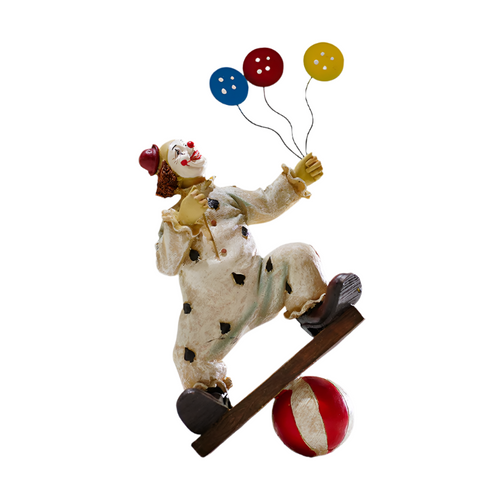 Elosung Circus Clown Figurines Retro Balloon And Bicycle Ornaments Sculptures & Figurines