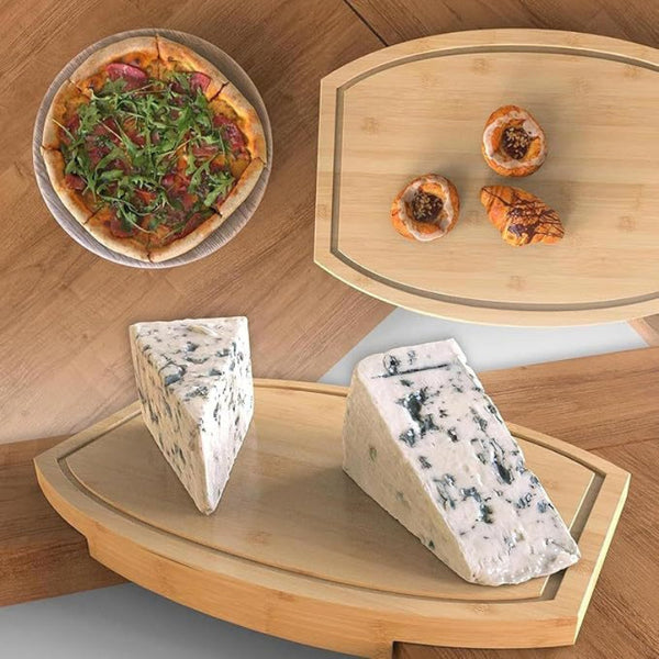Elosung Corner Bamboo Cutting Board With Juice Groove Space Saving Kitchen Countertop Cutting Boards