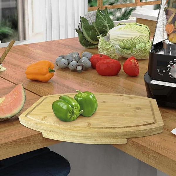 Elosung Corner Bamboo Cutting Board With Juice Groove Space Saving Kitchen Countertop Cutting Boards