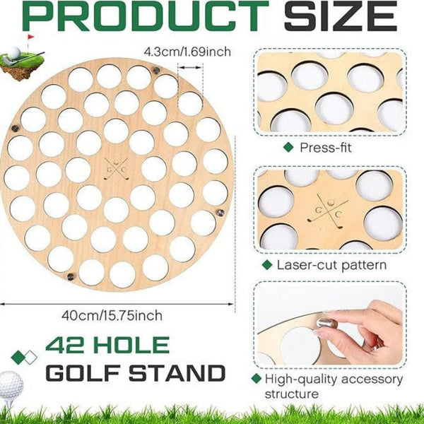 Elosung 42 Hole Golf Ball Stand Laser Cut Organiser For Lovers Durable And High Quality Storage Rack Other Golf Accessories