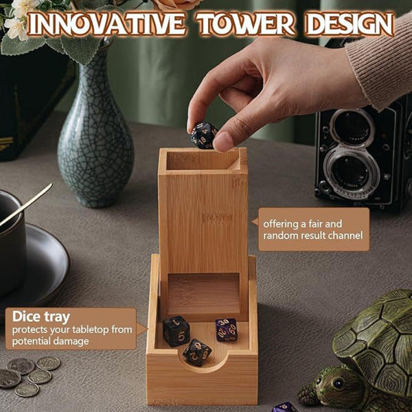Elosung Foldable Bamboo Tower Set Premium Roller For Tabletop Rpg And Board Games Dice