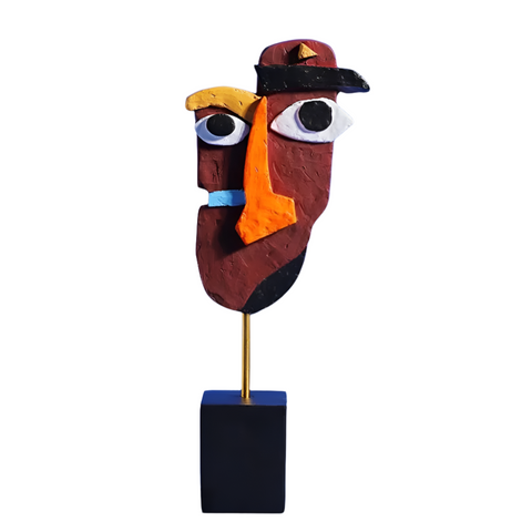 Elosung Brown Modern Abstract Face Sculpture Colorful Resin Art Statue For Home & Office Decor Sculptures & Figurines