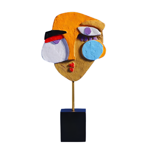 Elosung Modern Abstract Face Sculpture Colorful Resin Art Statue For Home & Office Decor Sculptures & Figurines