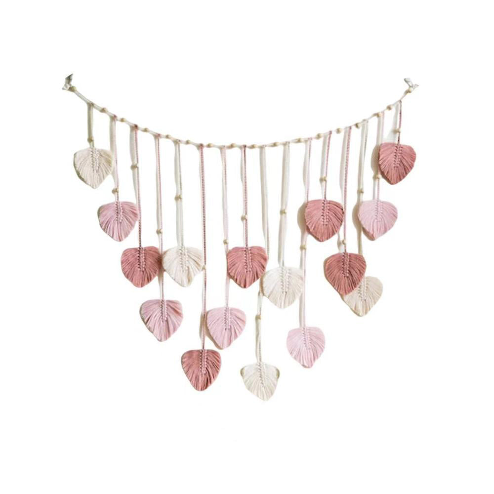 Elosung Hand Woven Leaf Tapestry Pink 120X75cm Tapestries